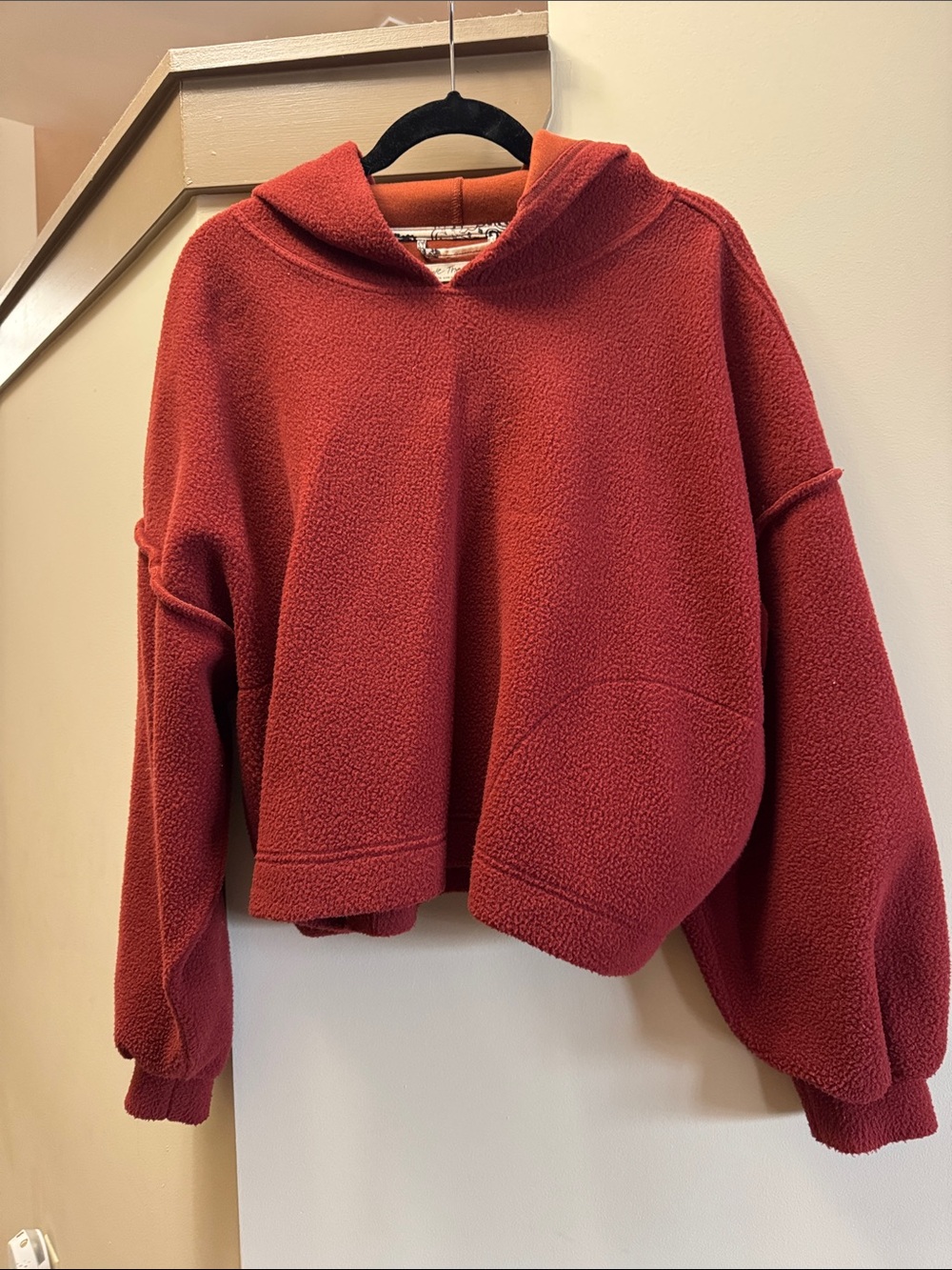 Free People Hooded Fleece Pullover - Rust Red